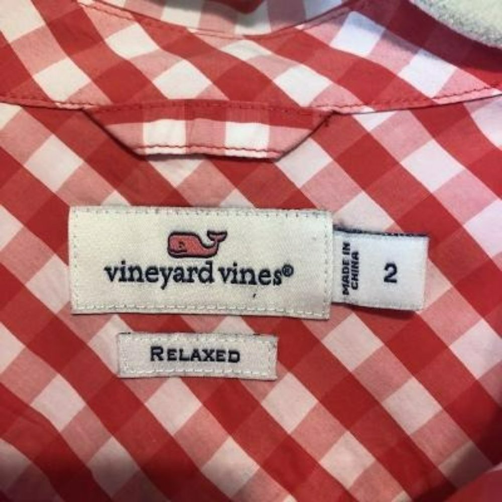 Vineyard Vines Red Checked Button Down Shirt Size… - image 4